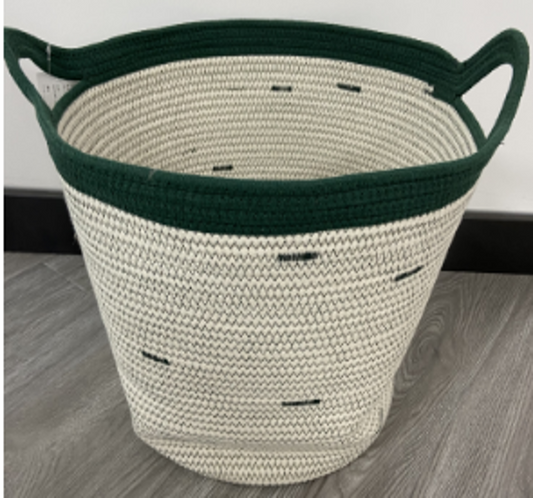 Green and white eco-friendly storage basket